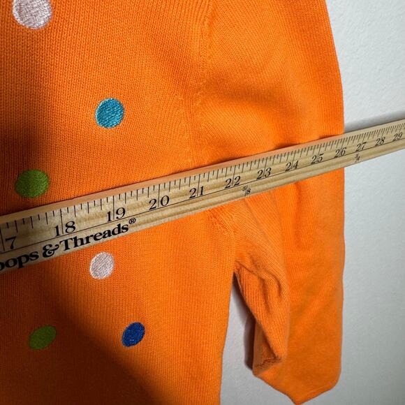 Studio Works Woman 1X Orange Polka Dot Embroidered Cardigan Sweater 100% Cotton - Picture 4 of 7